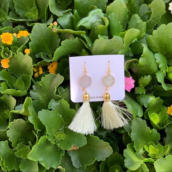 Stone Tassel Earrings - Picture 3 of 7